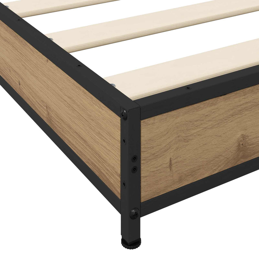 Bedframe Artisanaal eiken 80 x 200 cm Bewerkt hout