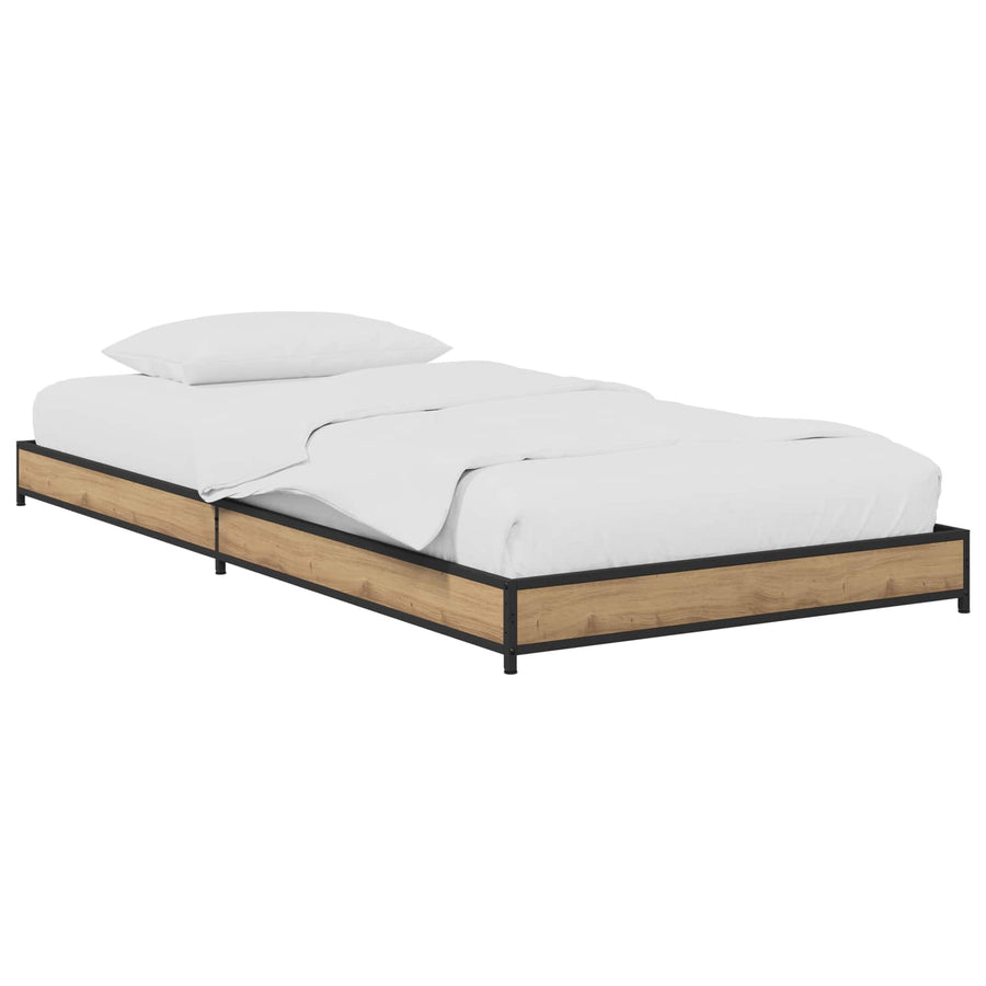 Bedframe Artisanaal eiken 80 x 200 cm Bewerkt hout