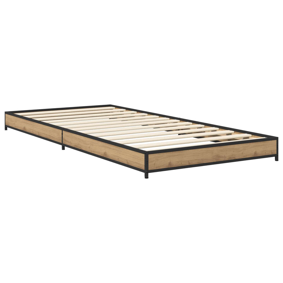 Bedframe Artisanaal eiken 80 x 200 cm Bewerkt hout
