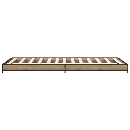 Bedframe Artisanaal eiken 80 x 200 cm Bewerkt hout