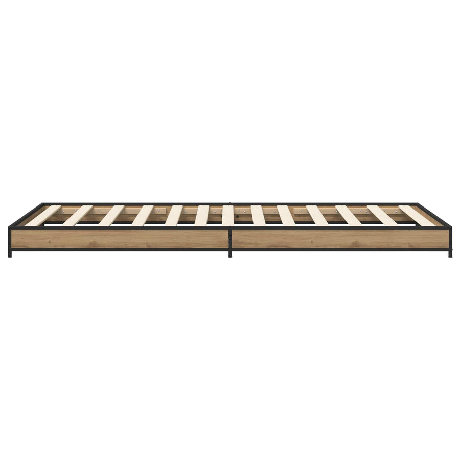 Bedframe Artisanaal eiken 80 x 200 cm Bewerkt hout