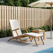 Ligstoel massief teakhout wit verstelbaar 152x60x94,5 cm