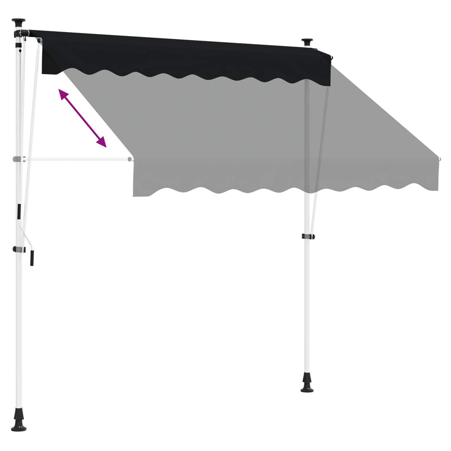 Handmatig uitschuifbare luifel Zwart 150 cm