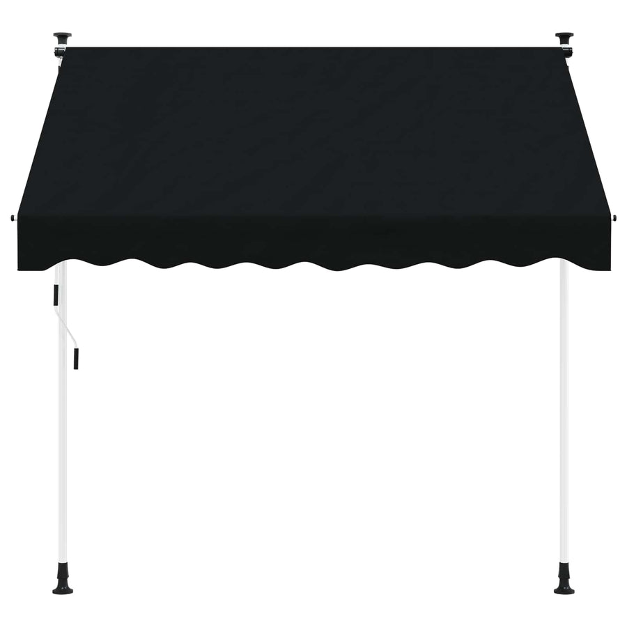 Handmatig uitschuifbare luifel Zwart 200 cm