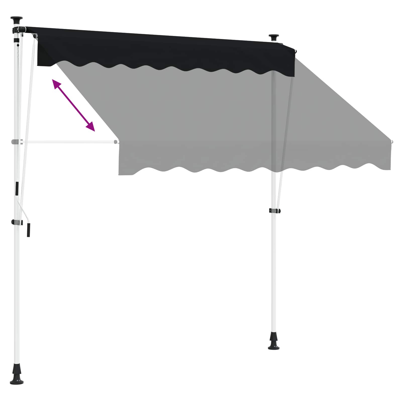 Handmatig uitschuifbare luifel Zwart 250 cm