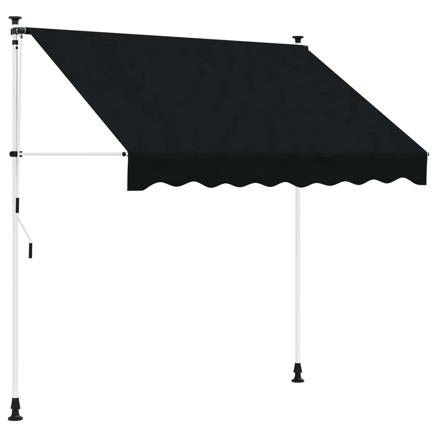 Handmatig uitschuifbare luifel Zwart 350 cm