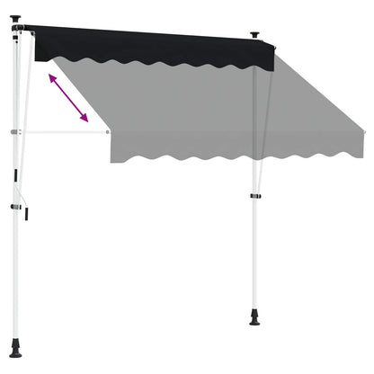 Handmatig uitschuifbare luifel Zwart 350 cm