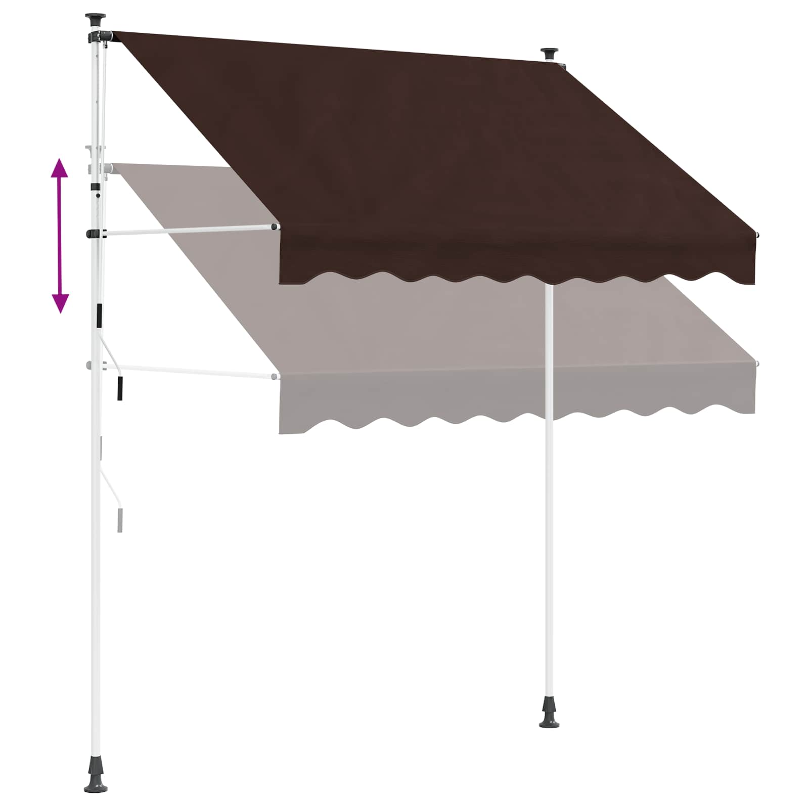 Handmatig uitschuifbare luifel Bruin 150 cm