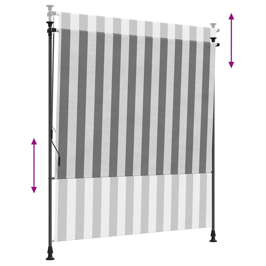 Buiten Rolgordijn Antraciet en Wit 100 x 270 cm