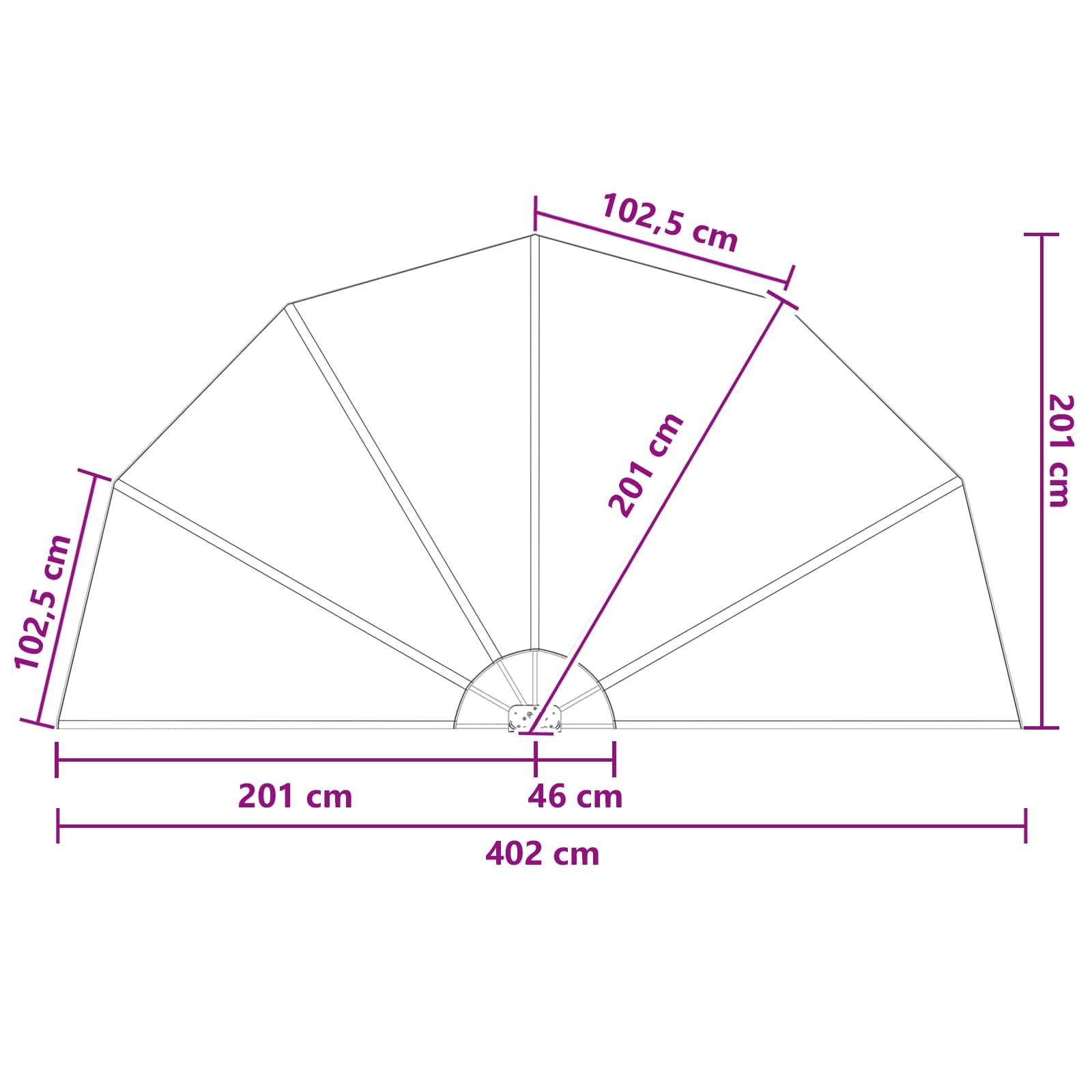 Balkon Privacy Scherm Ø 400 cm Polyester Lichtgrijs