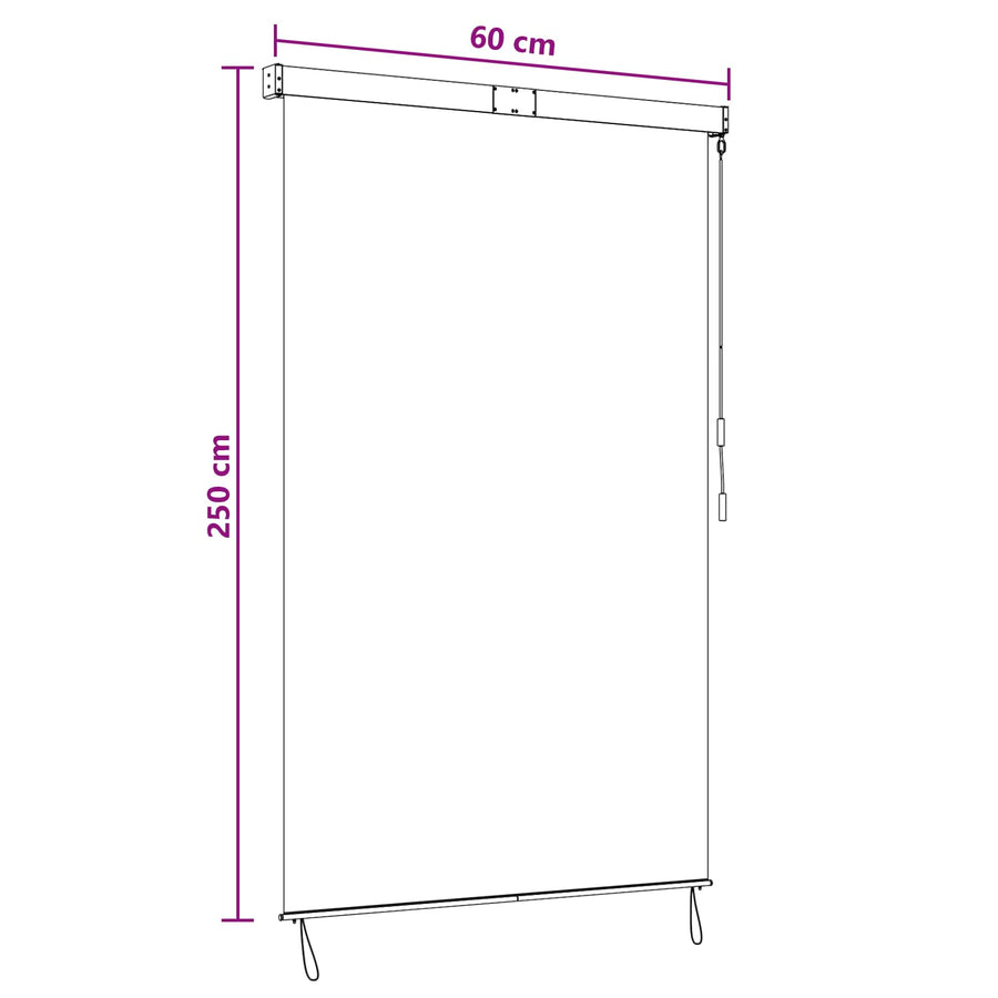 Rolgordijn Zwart 60 x 250 cm Stof en Aluminium