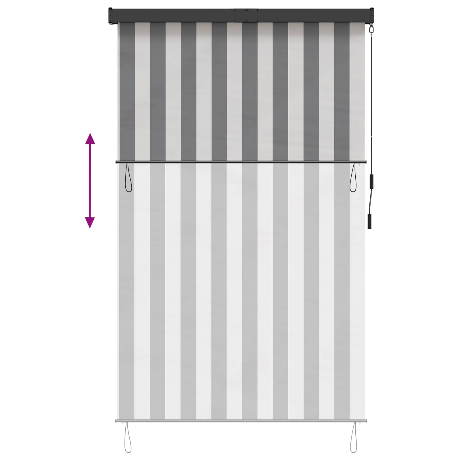 Rolgordijn Antraciet en Wit 80 x 250 cm Stof en Aluminium
