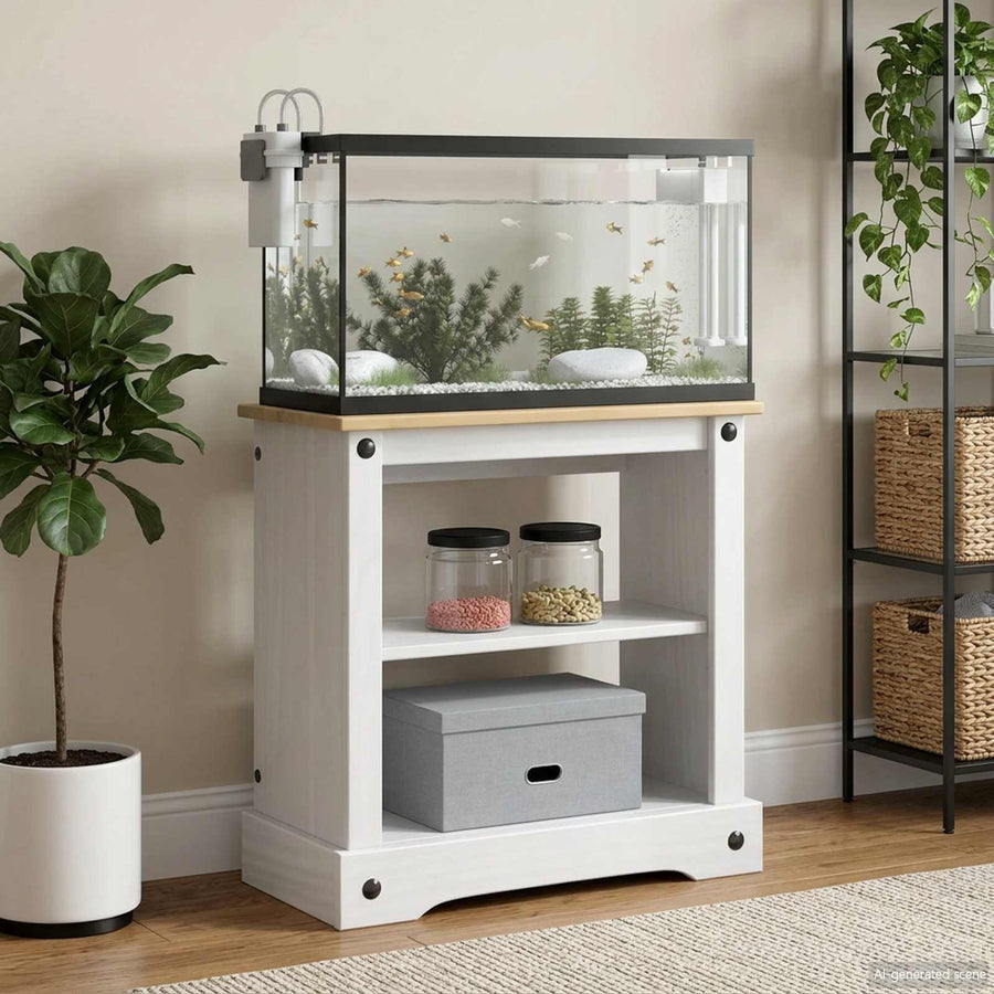 Aquarium Stand CORONA Wit en Bruin 60,5 x 30 x 60 cm 150 kg