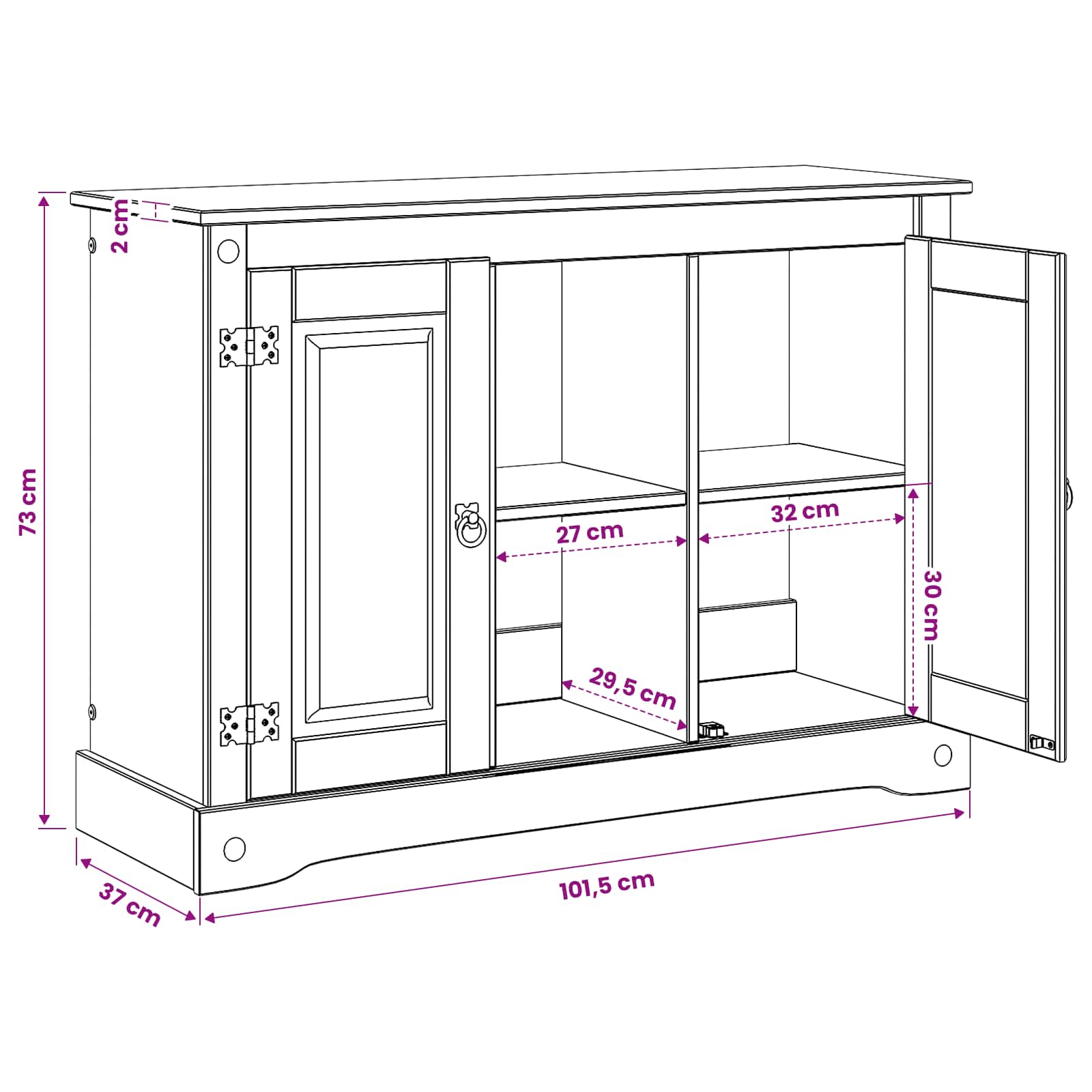 Aquarium Stand CORONA Wit en Bruin 101,5 x 37 x 73 cm 300 kg