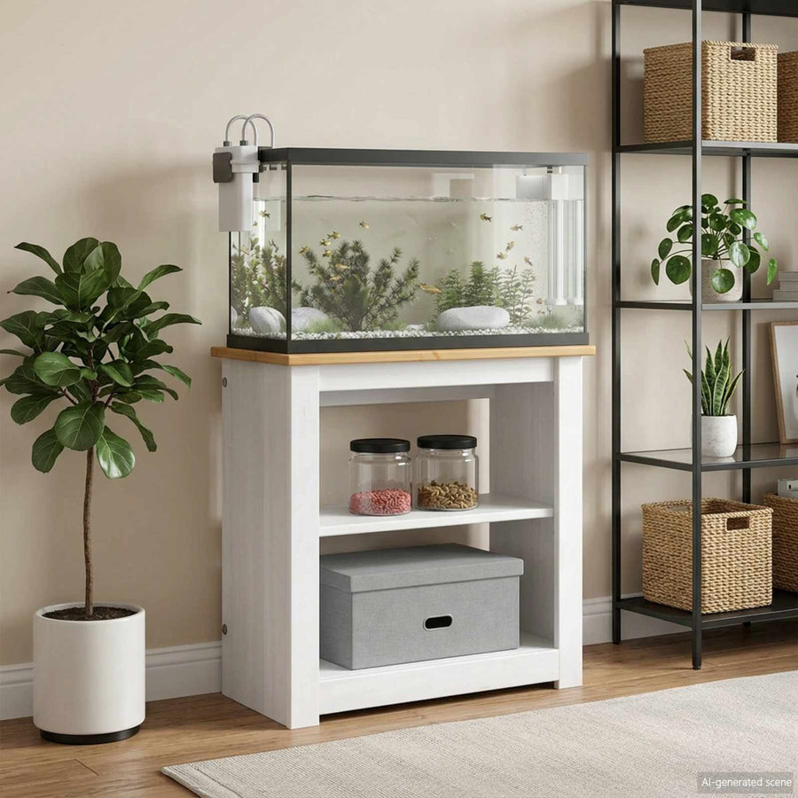 Aquarium Stand PANAMA Wit en Bruin 60 x 30 x 60 cm 150 kg