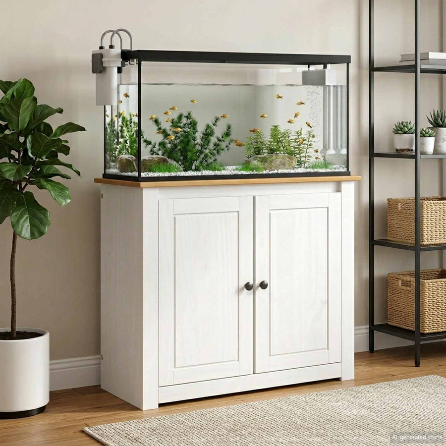 Aquarium Stand PANAMA Wit en Bruin 81 x 36 x 73 cm 250 kg