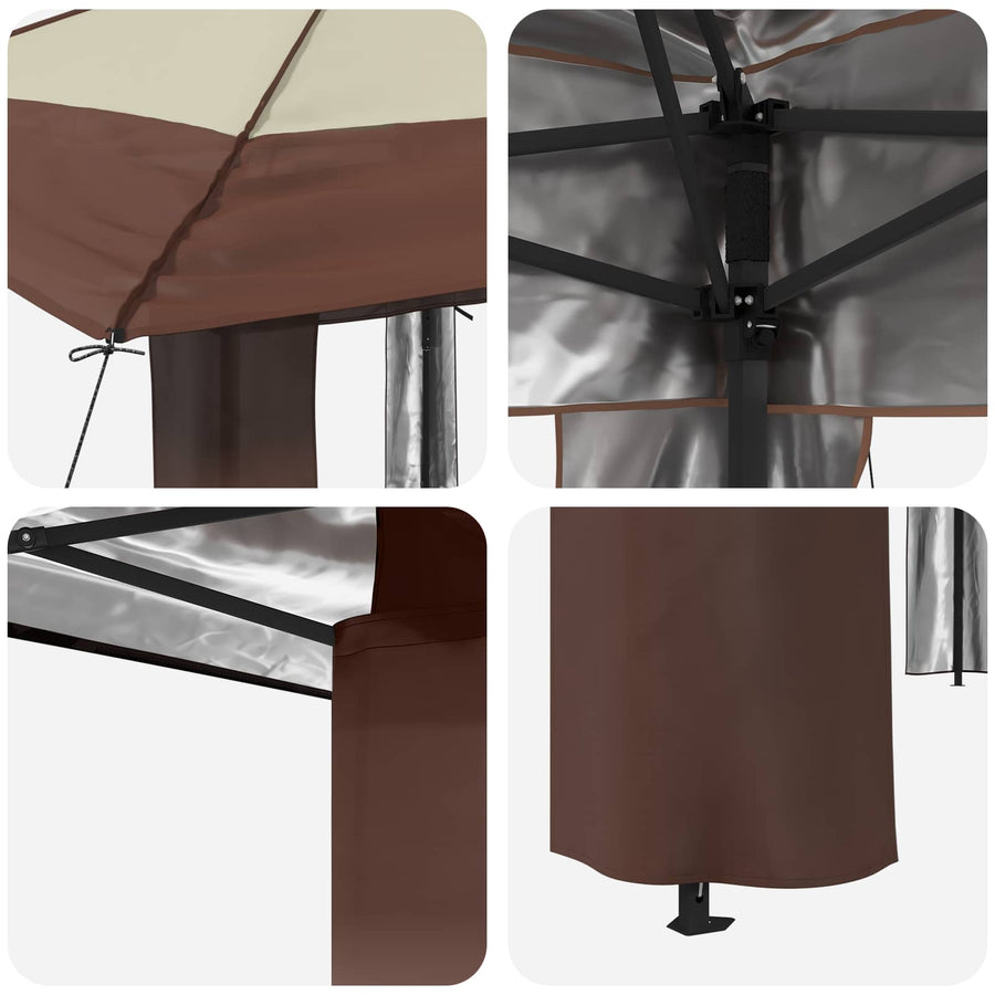 Gazebo zonder Zijwand 2,6 x 2,6 m Crème en bruin