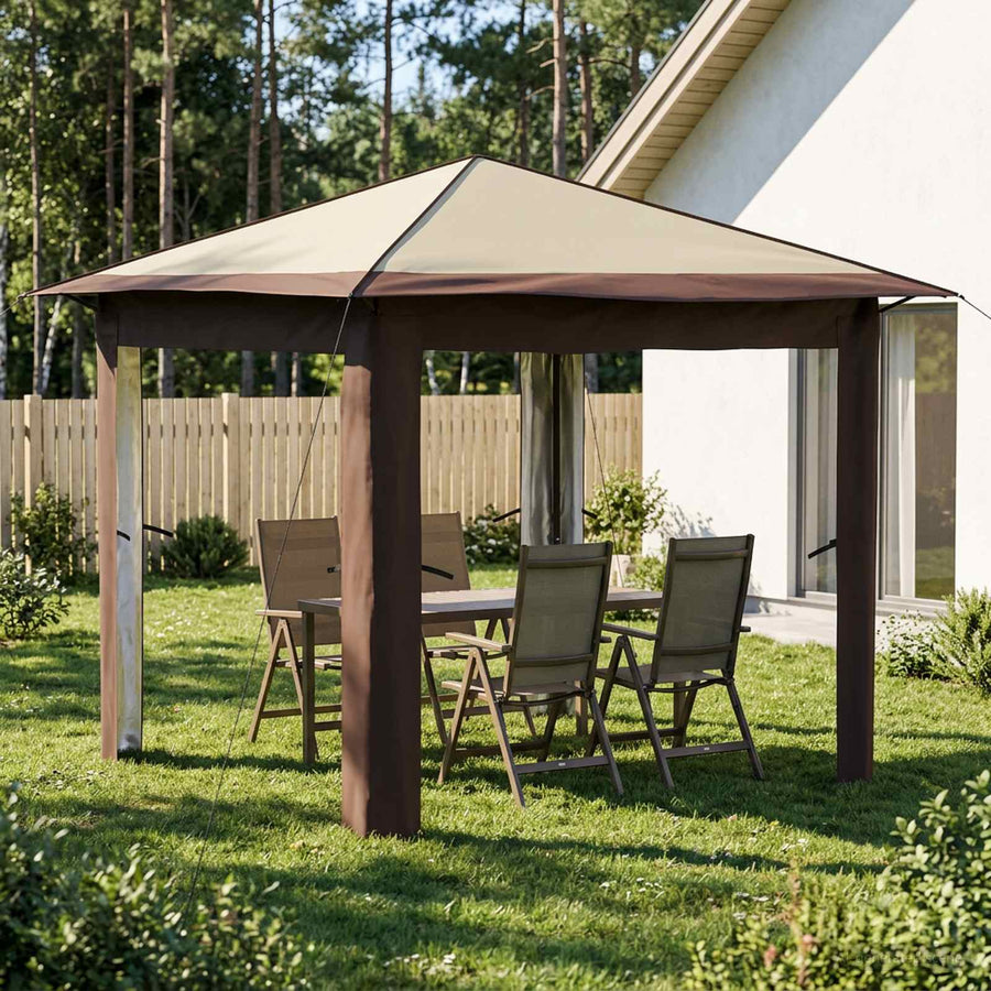 Gazebo zonder Zijwand 2,6 x 2,6 m Crème en bruin