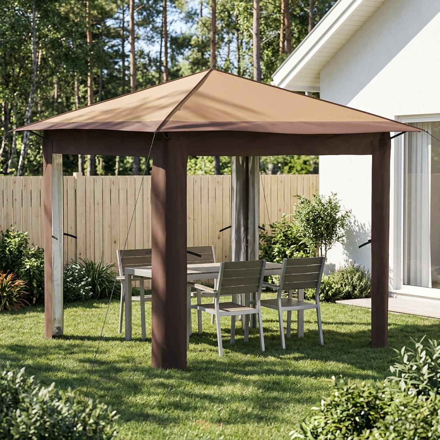 Gazebo zonder Zijwand 2,6 x 2,6 m Beige en Bruin