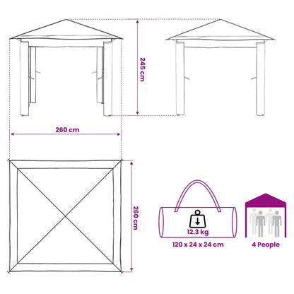 Gazebo zonder Zijwand 2,6 x 2,6 m Beige en Bruin