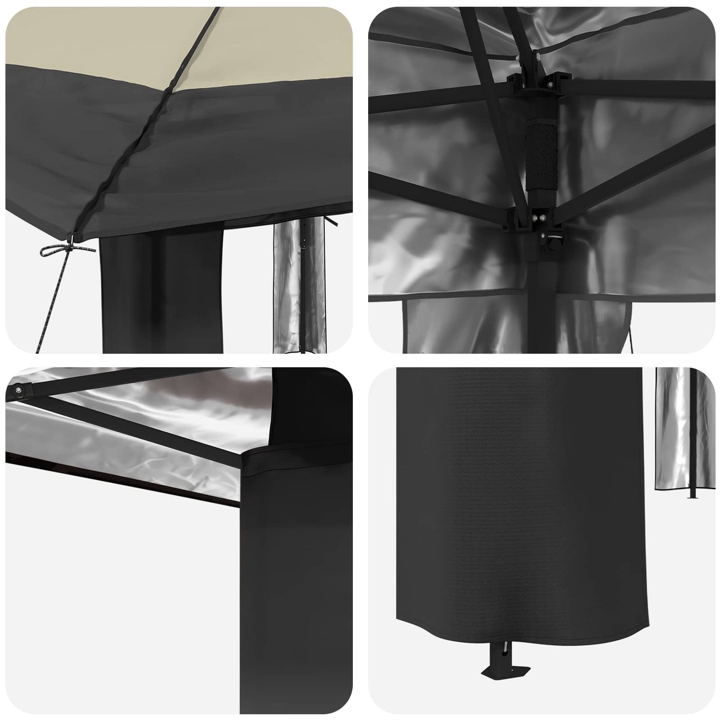 Gazebo zonder Zijwand 2,6 x 2,6 m Crème en Antraciet