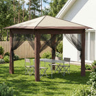 Partytent 2,6x2,6 m crème bruin 4 zijwanden