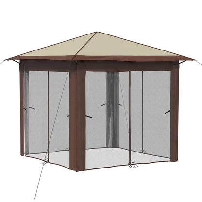 Gazebo met 4 Zijwanden 2,6 x 2,6 m Crème en bruin