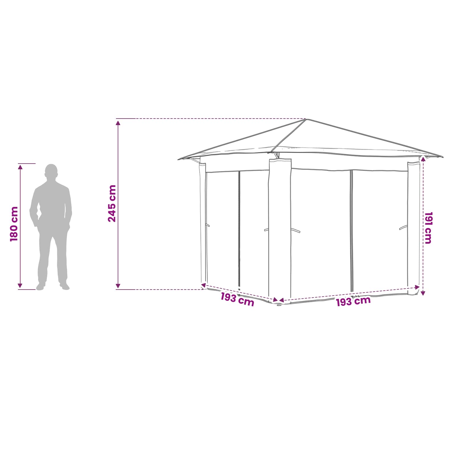 Gazebo met 4 Zijwanden 2,6 x 2,6 m Crème en bruin