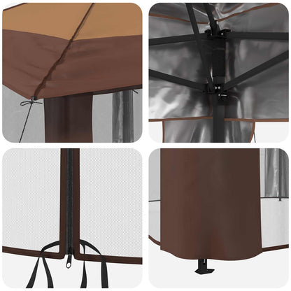 Gazebo met 4 Zijwanden 2,6 x 2,6 m Beige en Bruin