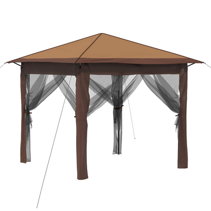 Gazebo met 4 Zijwanden 2,6 x 2,6 m Beige en Bruin