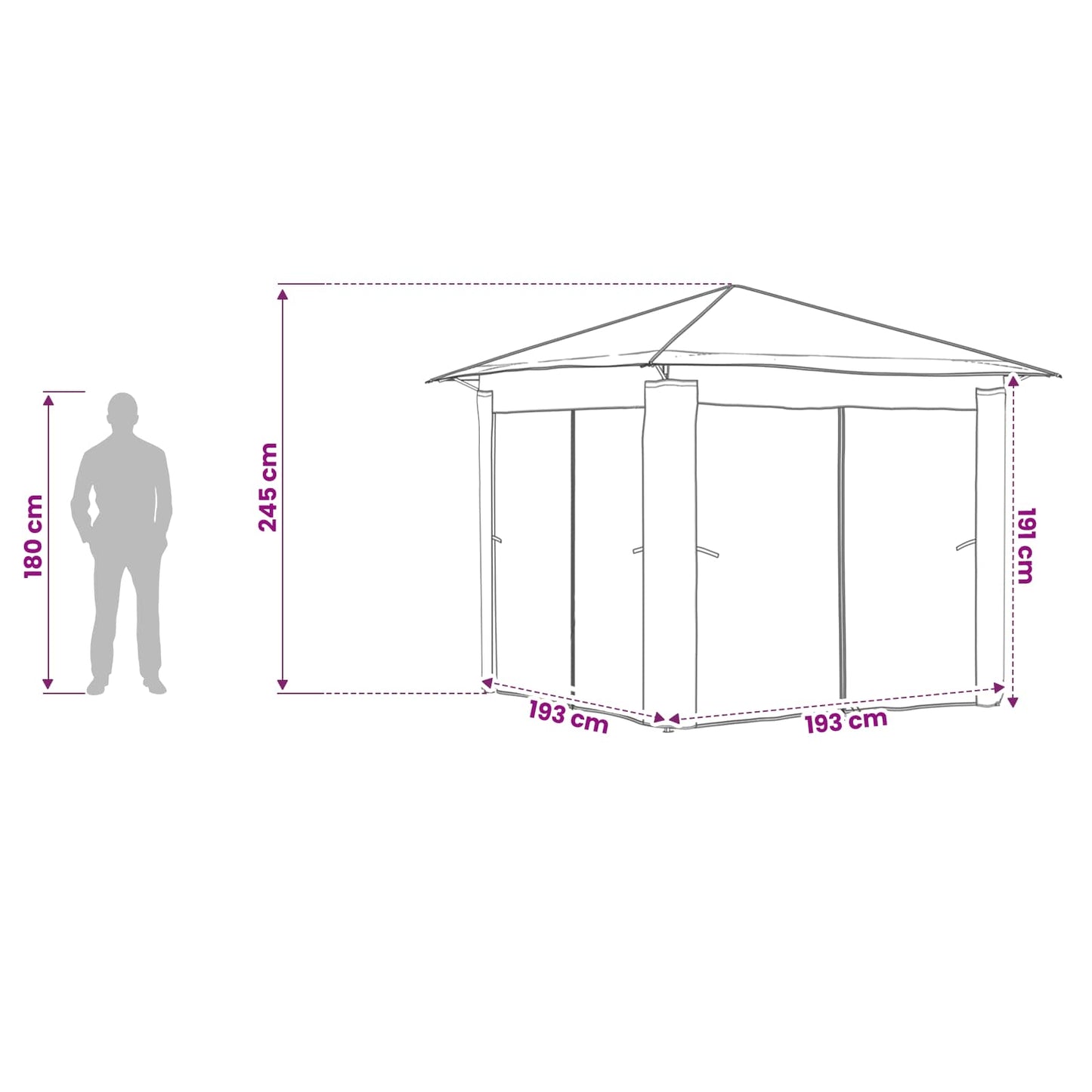 Gazebo met 4 Zijwanden 2,6 x 2,6 m Beige en Bruin
