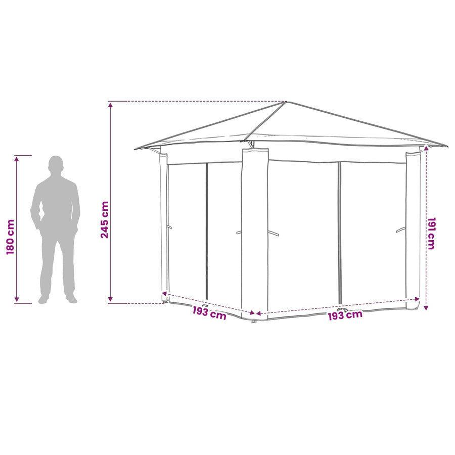 Gazebo met 4 Zijwanden 2,6 x 2,6 m