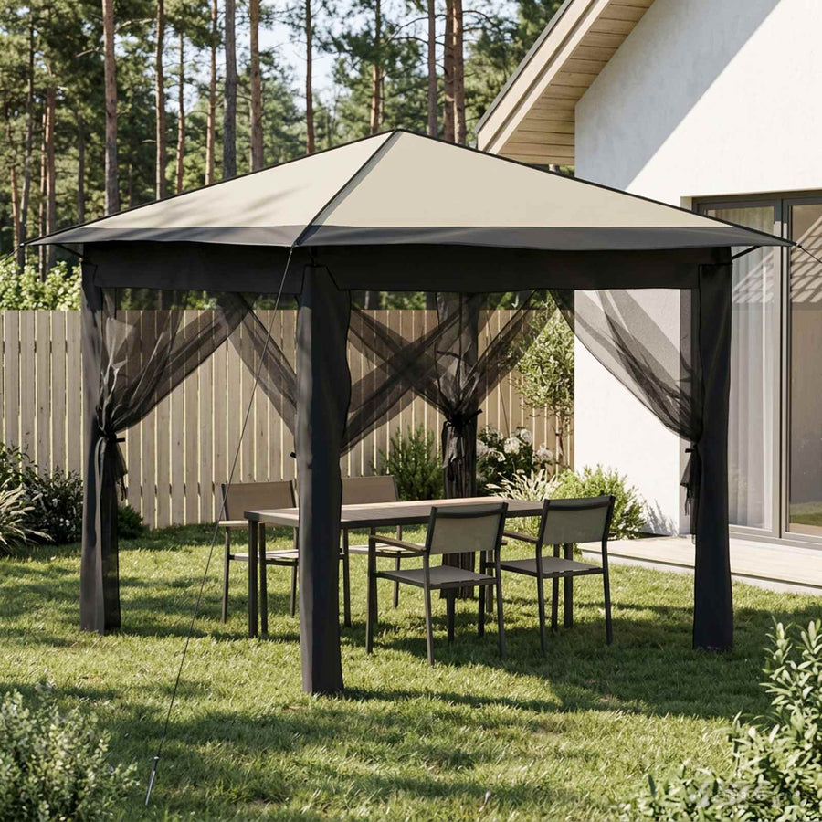 Gazebo met 4 Zijwanden 2,6 x 2,6 m Crème en Antraciet