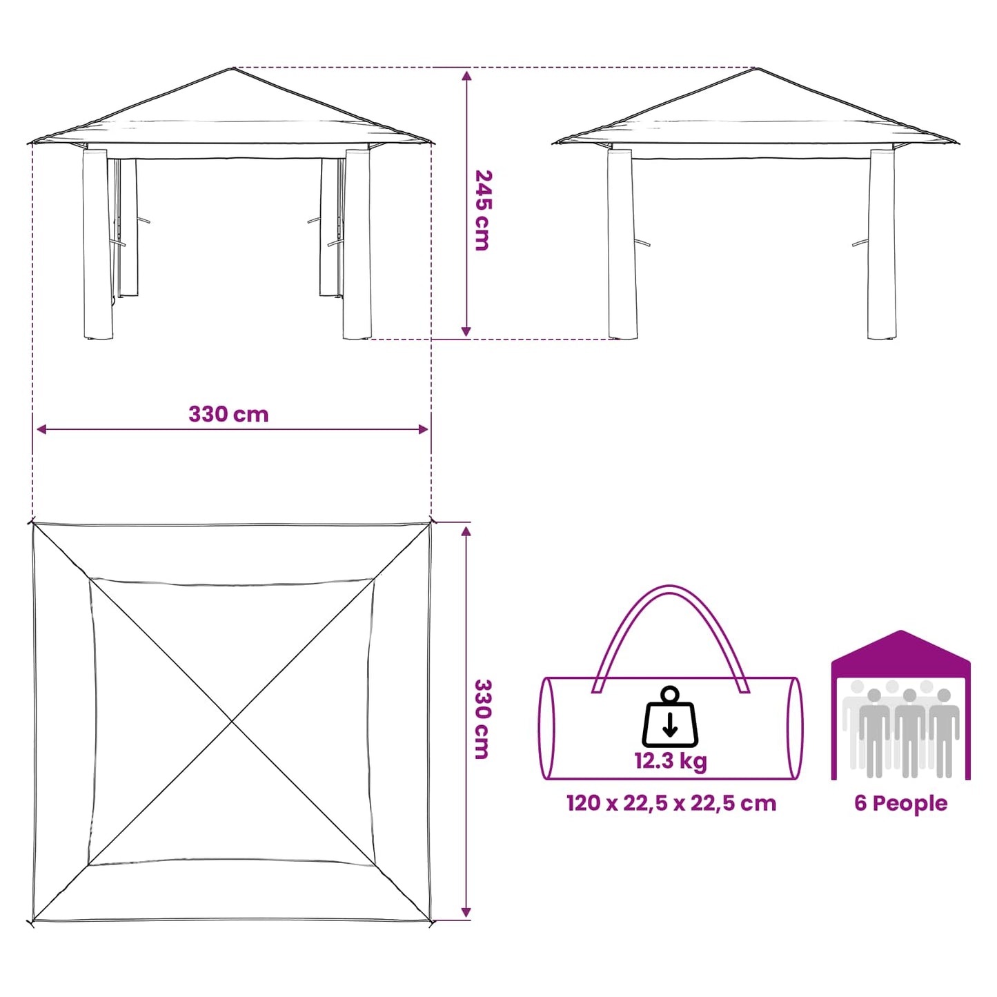 Gazebo zonder Zijwand Crème en bruin