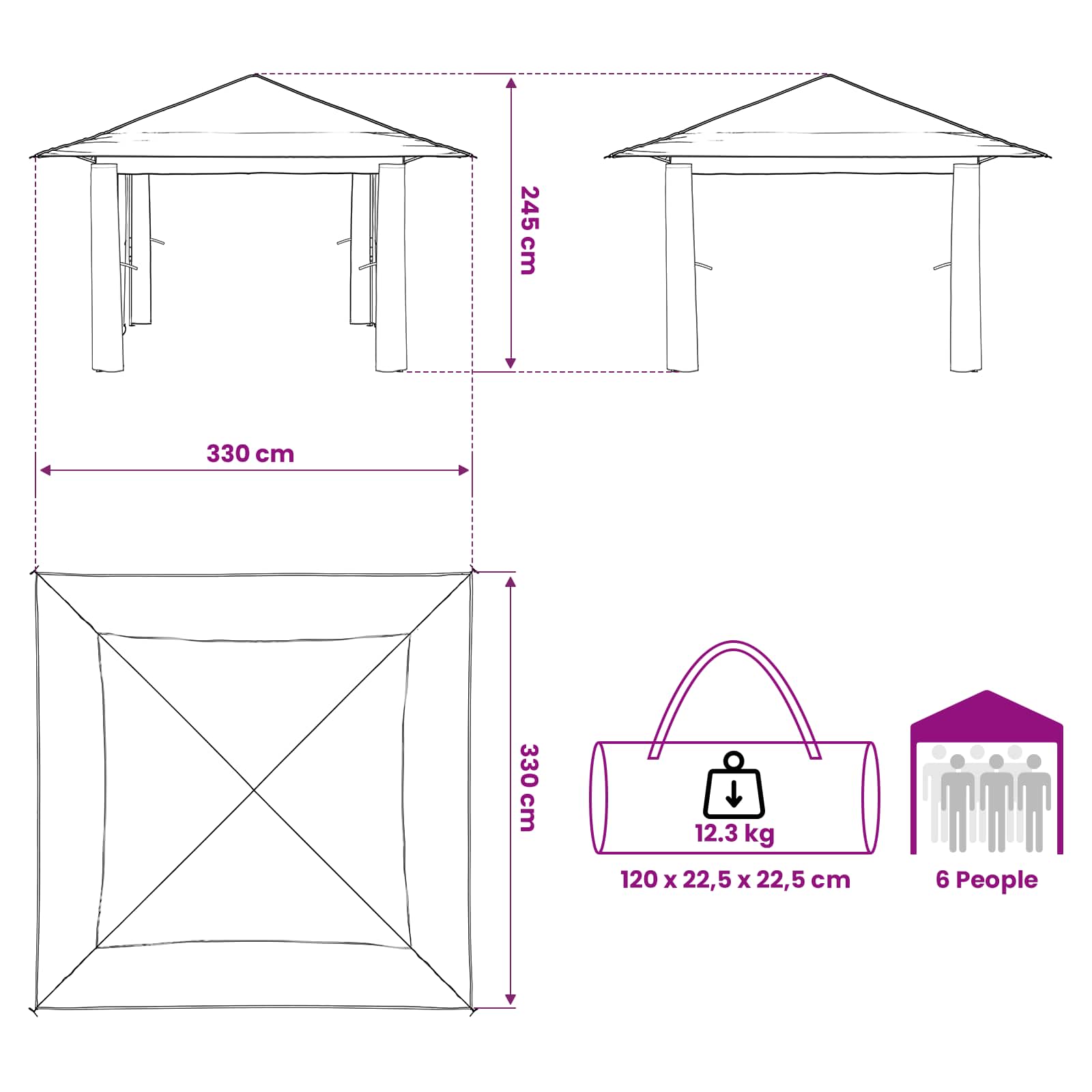 Gazebo zonder Zijwand Crème en bruin