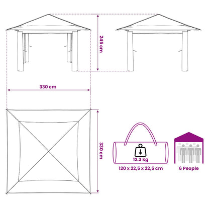Gazebo zonder Zijwand Lichtgrijs en antracietkleurig