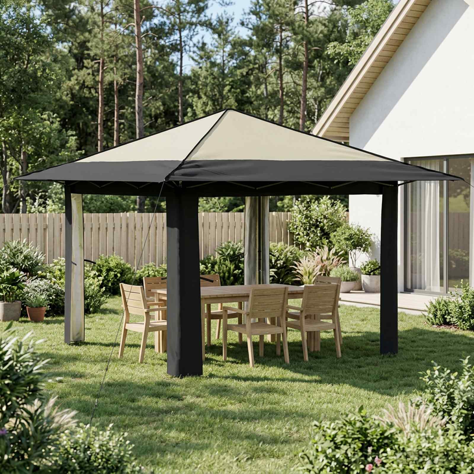 Gazebo zonder Zijwand 3,3 x 3,3 m Crème en Antraciet
