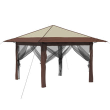 Gazebo met 4 Zijwanden 3,3 x 3,3 m Crème en bruin