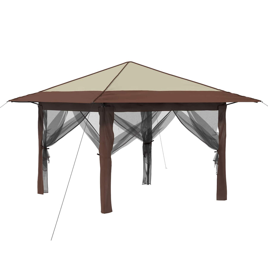 Gazebo met 4 Zijwanden 3,3 x 3,3 m Crème en bruin
