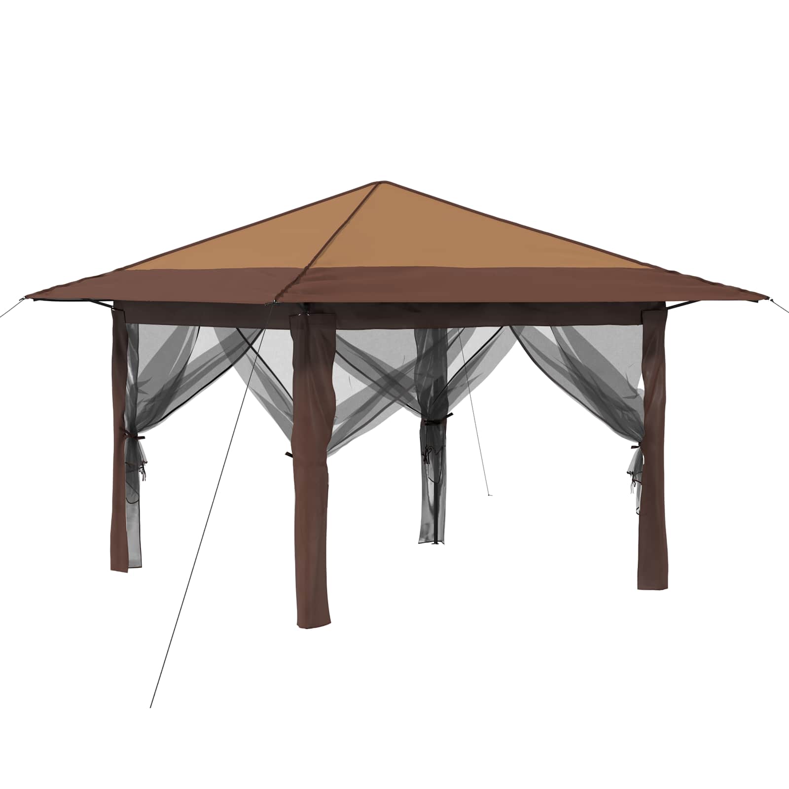 Gazebo met 4 Zijwanden 3,3 x 3,3 m Beige en Bruin
