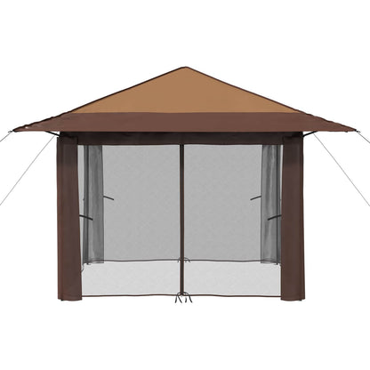 Gazebo met 4 Zijwanden 3,3 x 3,3 m Beige en Bruin
