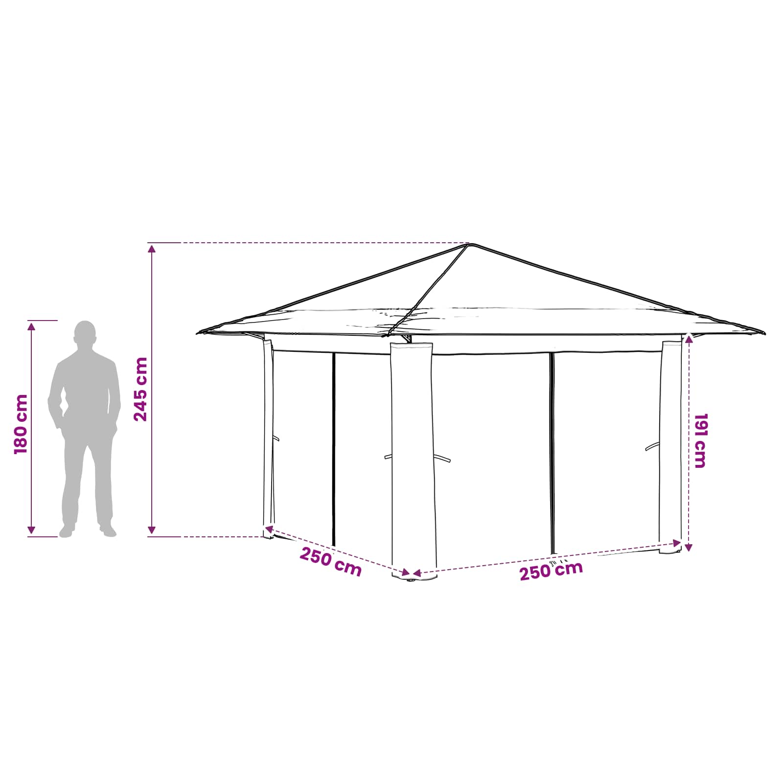 Gazebo met 4 Zijwanden 3,3 x 3,3 m