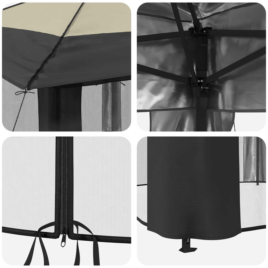 Gazebo met 4 Zijwanden 3,3 x 3,3 m Crème en Antraciet