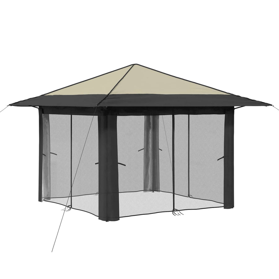 Gazebo met 4 Zijwanden 3,3 x 3,3 m Crème en Antraciet