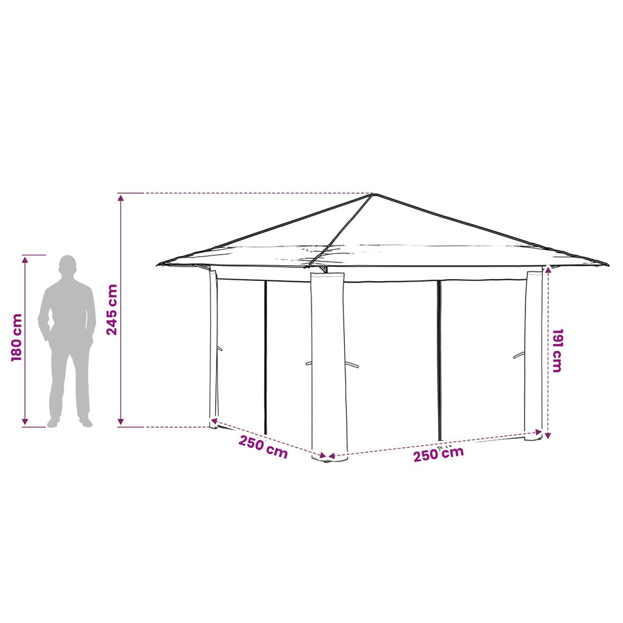 Gazebo met 4 Zijwanden 3,3 x 3,3 m Crème en Antraciet