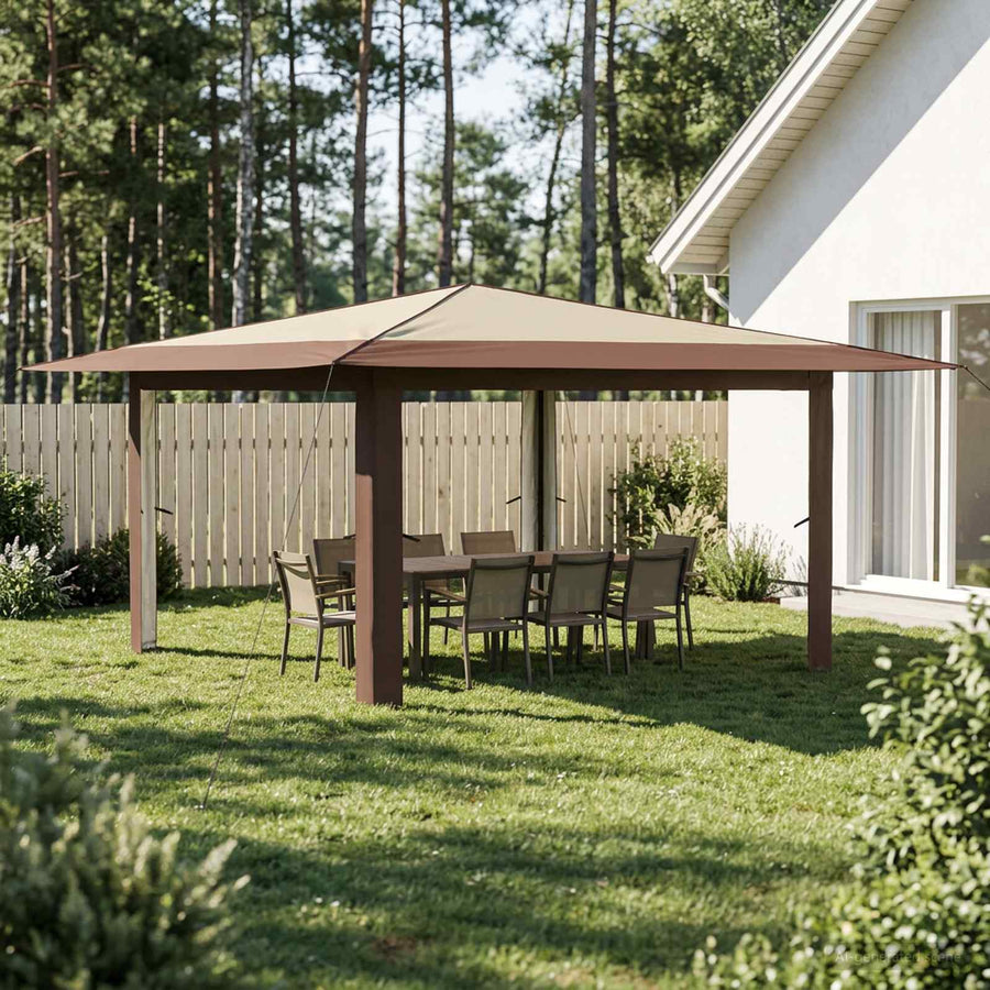 Paviljoen zonder Zijwand 4 x 4 m Crème en bruin