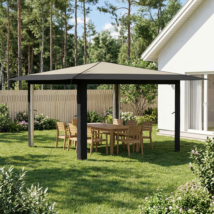 Paviljoen zonder Zijwand 4 x 4 m Crème en Antraciet