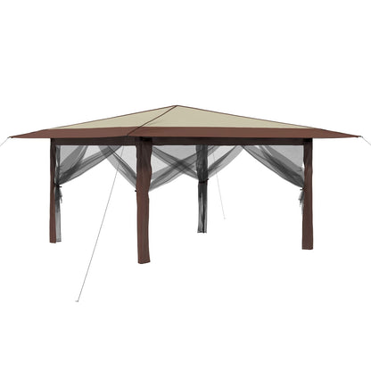 Paviljoen met 4 Zijwanden 4 x 4 m Crème en bruin