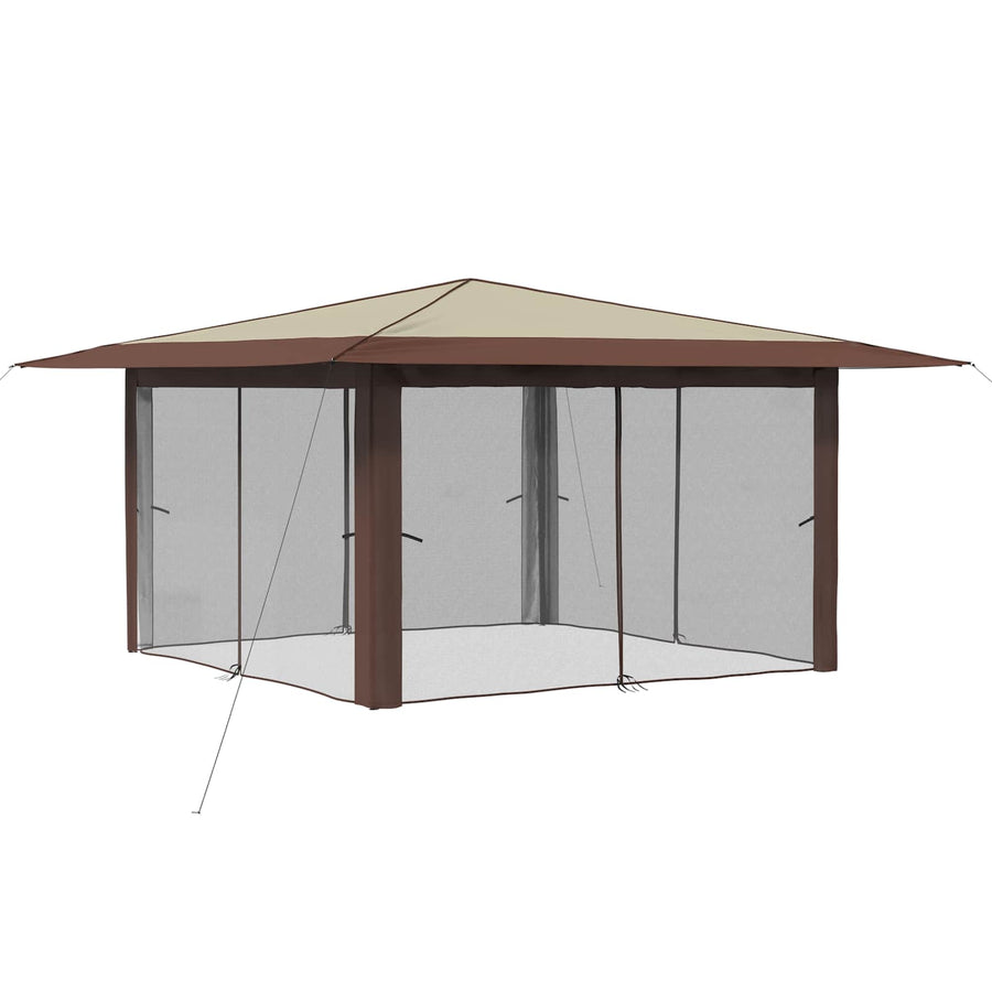 Paviljoen met 4 Zijwanden 4 x 4 m Crème en bruin