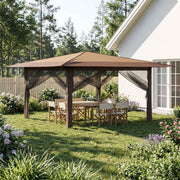Partytent 4x4 m beige bruin met 4 zijwanden